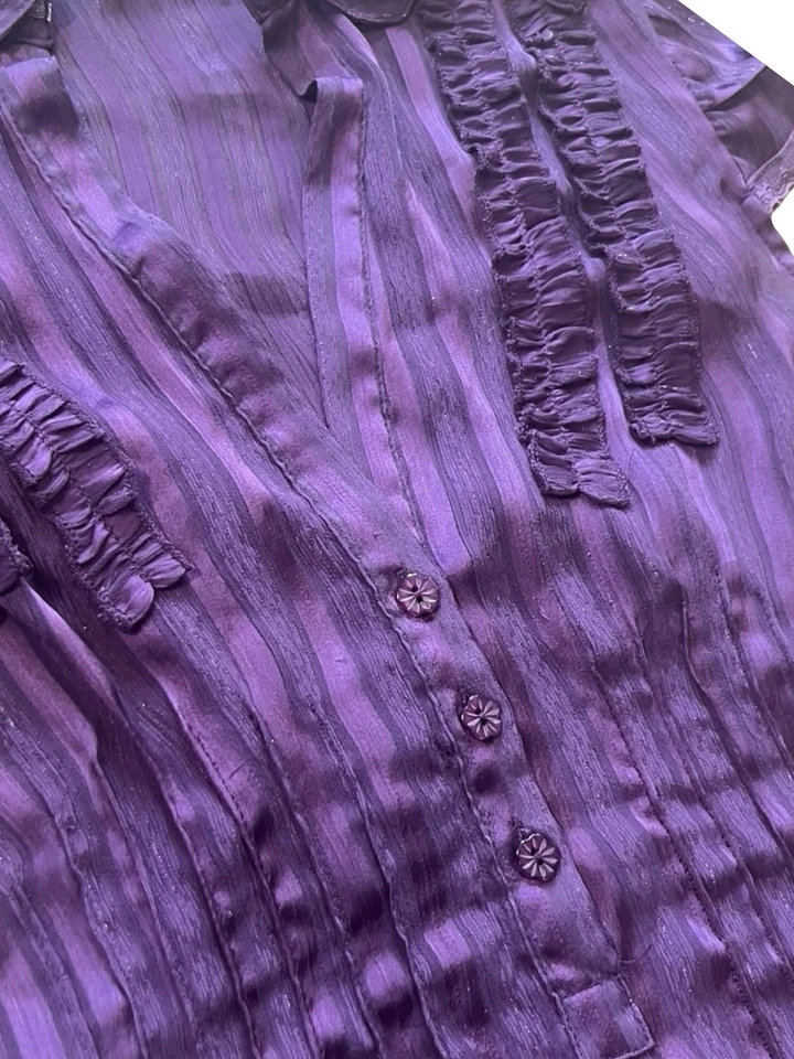 Top Twenty One púrpura 100 % seda manga corta - talla pequeña Foto 3 de 4