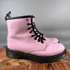 Dr Martens 1460 J Pale Pink Patent Leather Lace Up Side Zip Boots Kids US 3