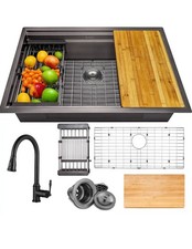 AKDY 32x18 Matte Blk Stainless Steel Undermount Kitchen Sink /No Faucet