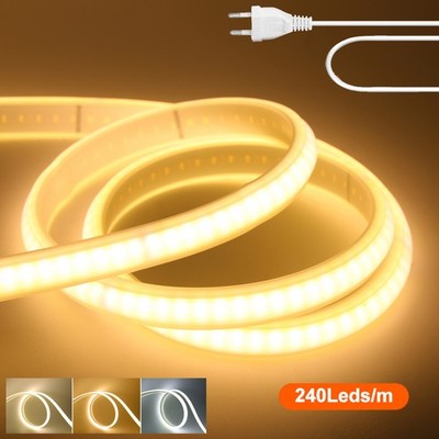 230V Selbstklebend Neon COB LED Streifen Flex Lichtband Lichterkette Wasserdicht