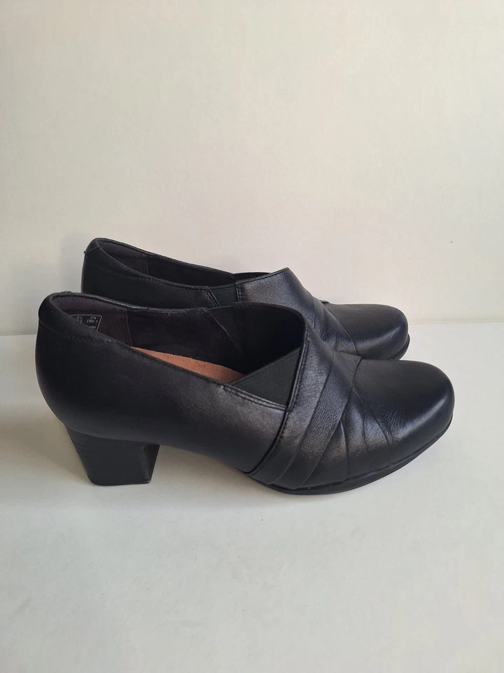 Clarks Artisan Womens Black Leather Court Shoes Size UK4.5 - Image 4 of 4