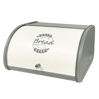 X458 Gray Bread Box Roll Top, Metal Bread Box for Kitchen Countertop, Large Spac