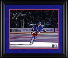 Adam Fox New York Rangers Framed Signed 16x20 Postgame Salute Photo - Suede Mat