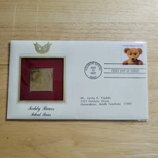 Teddy Bears Ideal Bear 22kt Gold Replica Stamp 1st Day w/card