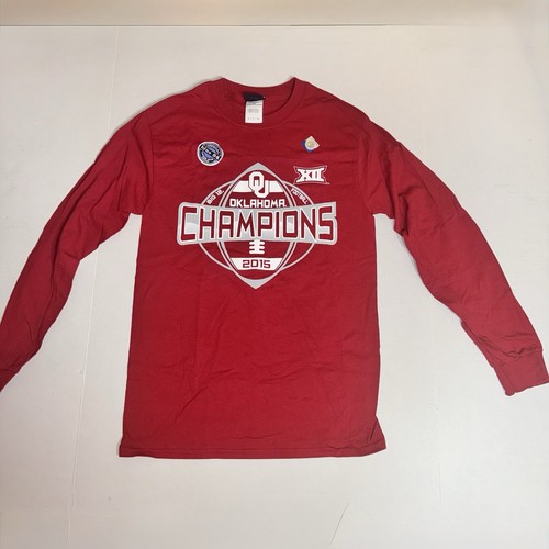 Blue 84 Oklahoma Sooners Mens Small B12 Champions Red Long Sleeve T-Shirt