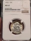 1952 Washington Quarter 25¢ NGC MS67 Toned