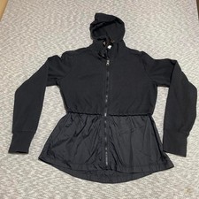 Athletic Works black zip up jacket with hood women M 8-10 . SKU-B466