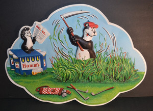 Hamm's Beer Bears Golfing  Vacuform RULES in the rough 1960's RARE 6 pack cans