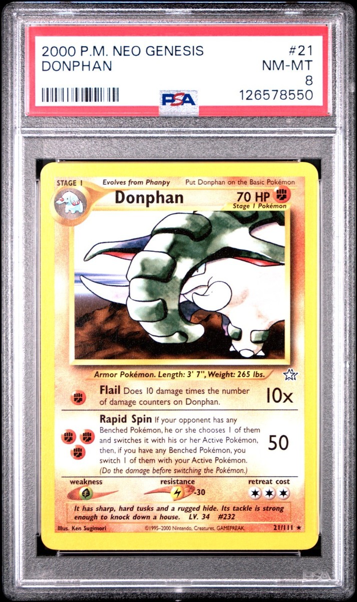 PSA 8 NM-MT Donphan Neo Genesis Rare Pokemon Card 21/111 | eBay