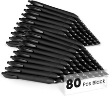 80 Pack Bulk Pens Ballpoint, Retractable Black Ink Pens, No Bleed Medium Point