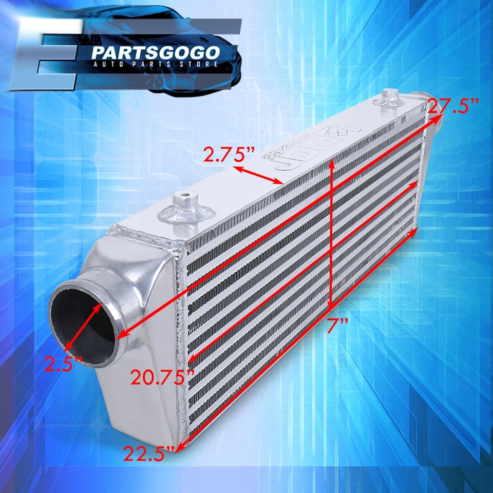 For Mazda Toyota Acura BMW Audi Honda Universal Intercooler 27.5"X7"X2.5" I/O - Image 3 of 4