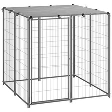 Image of Dog Kennel Steel Puppy Enclosure Dog Runs Cage Silver/Black Multi Sizes vidaXL