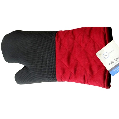 Grill Mitt by Mainstays • Black & Red • Heat Resistant Neoprene Palm • NOS - Picture 2 of 5