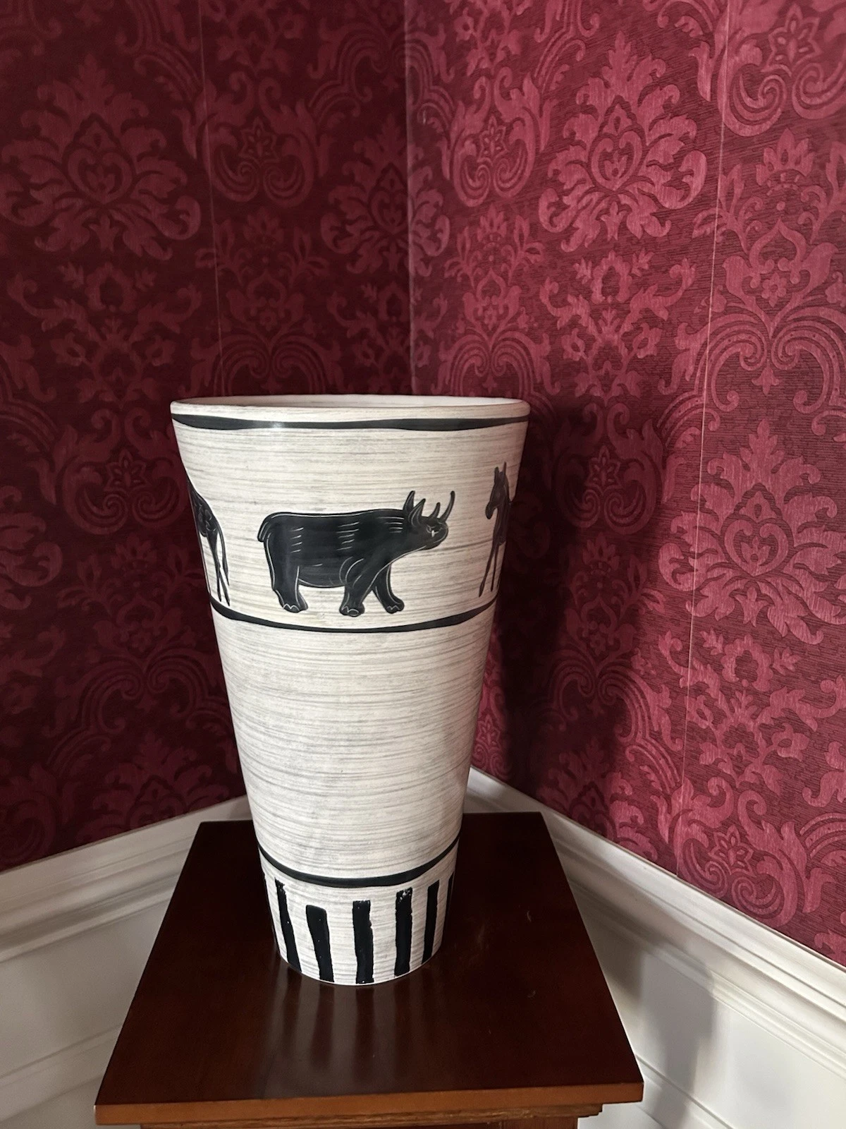 Tall Mikasa bl207 African Art Vase Italy Safari Elephant Tribal Decor
