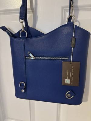 Convertible Italian Blue Leather  Backpack/shoulder Bag