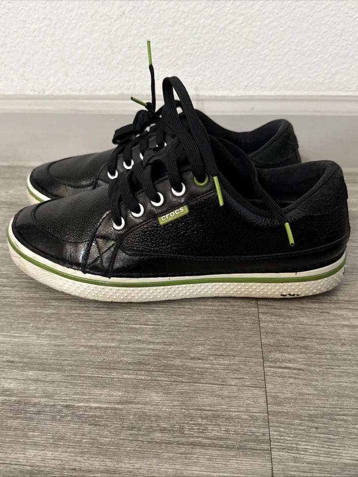 Crocs Hank Haney Mens 8 Golf Shoes Black Leather Spikeless Sneaker Cleats 18977 - Image 4 of 4