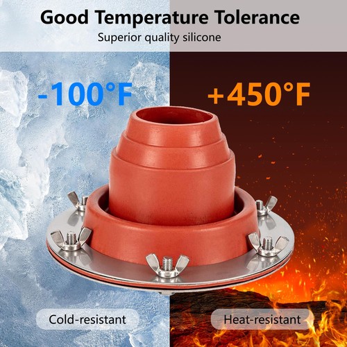 Tent Stove Jack Kit: Flexible Silicone Pipe Boot, High Temp Flue Flashing for... - Picture 5 of 6