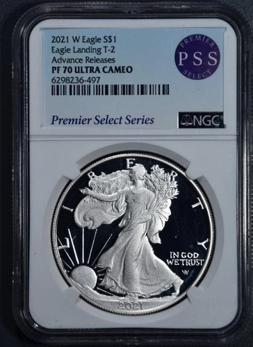 2021-W $1 AMERICAN SILVER EAGLE PROOF Type 2 Adv Rel 1 oz .999 NGC PF 70UC A6674