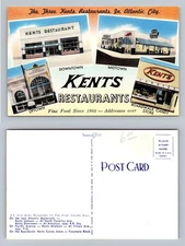 Atlantic City, New Jersey, Kents Restaurants Trio View Souvenir Vintage Postcard