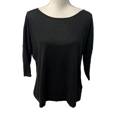 Leetha Cashmere Silk Sweater Jumper Womens Small Black Short Sleeve Normcore