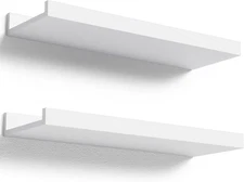 Floating Shelves Wall Mounted Set of 2, Modern White Shelves for Bedroom, Nurser