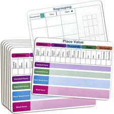 6 Set Place Value WhiteBoard 9" x 12" Double Sided Dry Erase Boards for Kids ...