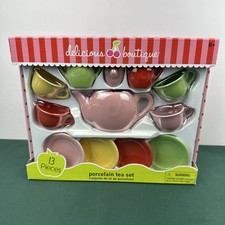 Delicious Boutique Porcelain Tea Set 13 Pc Kids Play Set Colorful NIB