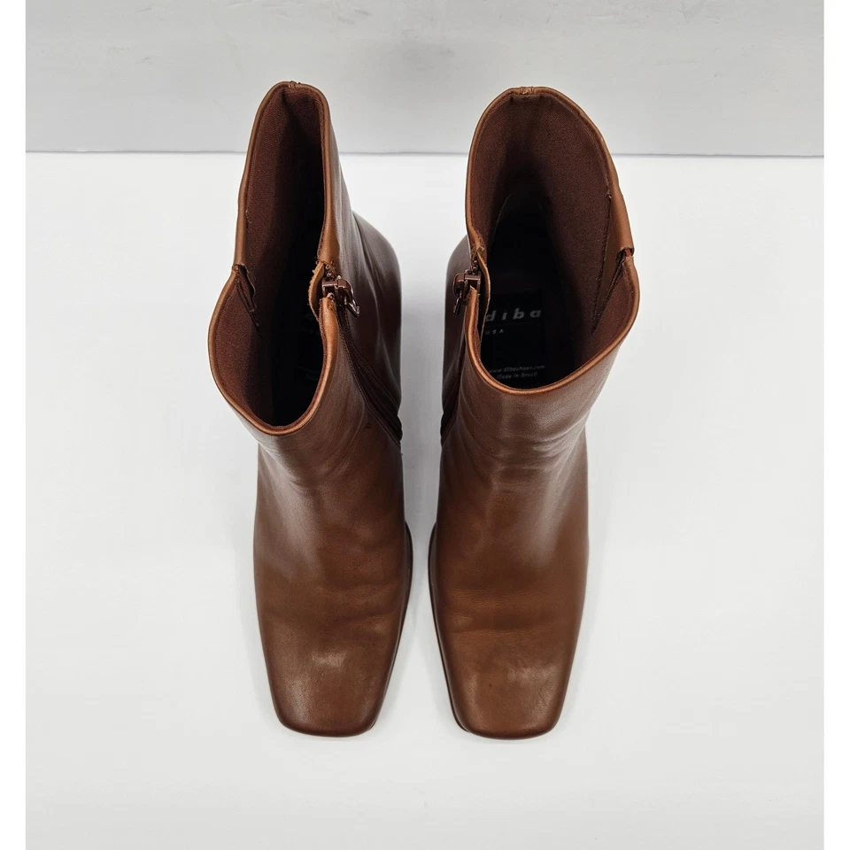 Botines Diba EE. UU. Cuero Marrón Puntera Cuadrada Tacón Bloque Mujer Foto 4 de 4