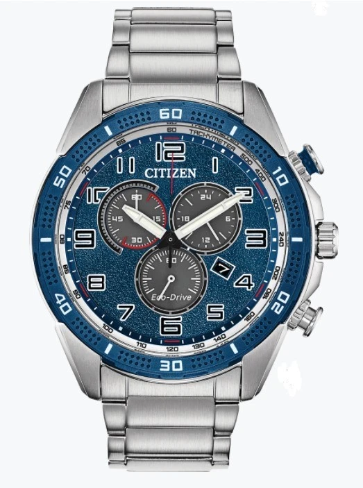 Citizen Men's Brycen Chronograph Eco-Drive Silver Watch 45MM AT2440-51L