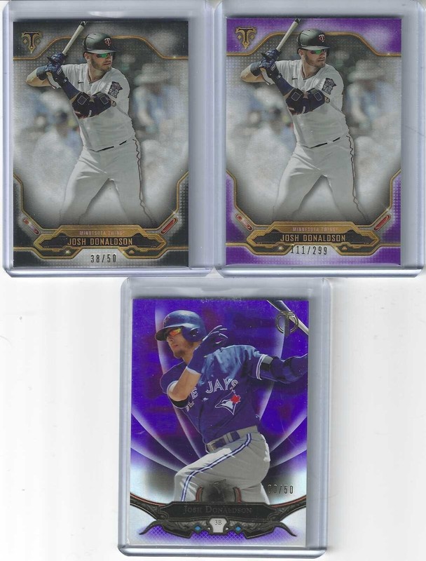 Josh Donaldson (3) #'/d Parallel Topps Triple Threads Cards (Onyx /50, Amethyst)