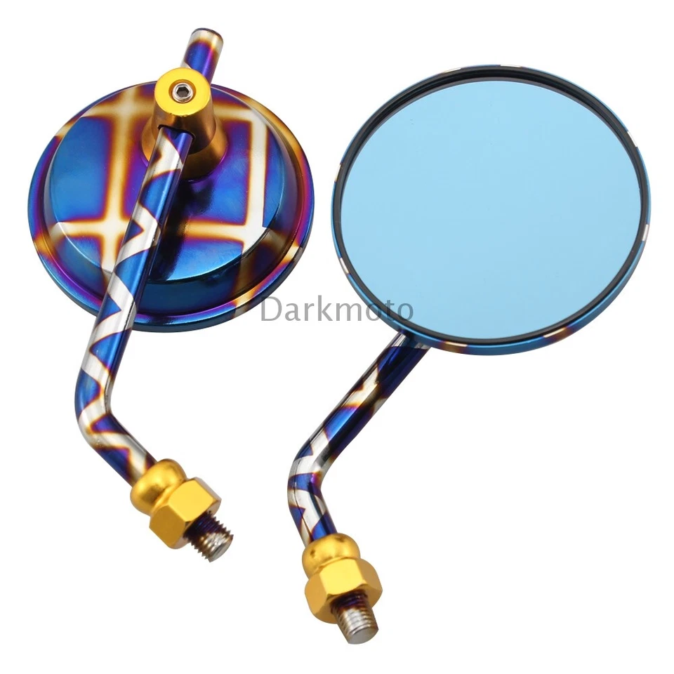 Universal Motorcycle ATV Bike Round Side Mirrors 10mm Thread Rearview Mirror - Image 2 of 4