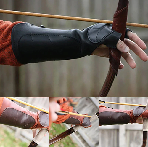 Larp Long Leather Archery Gloves Renaissance Costume Medieval Fantasy Cosplay RP - Bild 1 von 15