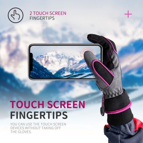Ski Gloves Women Winter Waterproof Thermal Gloves Windproof Warm Touchscreen - Picture 7 of 8