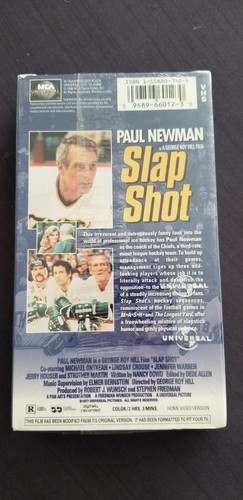 Slap Shot (VHS, 1977) New Sealed w/ Watermark Paul Newman Hockey Movie 55 - Picture 2 of 2