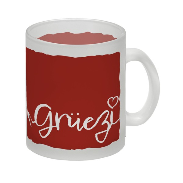 Glas Tasse Mit GrüEzi-Schriftzug Mit Herz Und Bergen-image