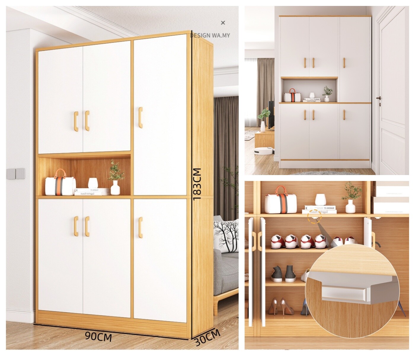 Armario de cocina cocina buffet armario alto buffet cocina 6 puertas espacio de almacenamiento blanco 180CM