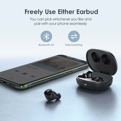 Bluetooth 5.0 Earbuds 36H Playtime IPX7 Waterproof 65ft Range White USB-C Case - Picture 6 of 12