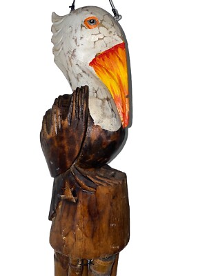 PELICAN ON PILING BAMBOO WINDCHIME HOME PATIO DECOR DECOR