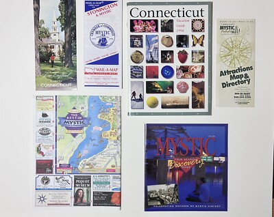 Vintage 90 s Brochures Maps Connecticut Mystic Lot Of 6