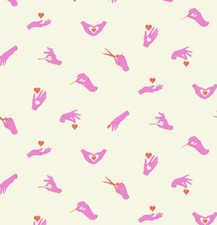 OOP  FQ Tula Pink HOMEMADE BUSY FINGERS Heart Sewing Cotton Fabric Quilt Craft
