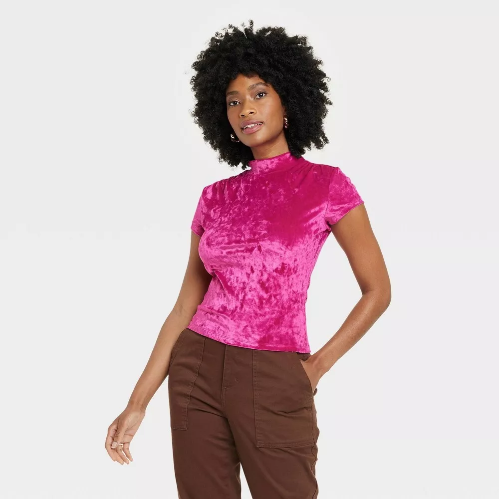 Women's short sleeve mock turtleneck tops sale