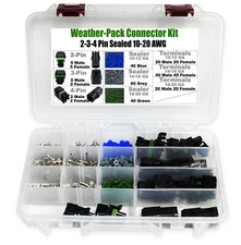 338pcs Aptiv (formerly Delphi) 2, 3,4 Pin Weatherpack, 20 Amp Terminal Kit 10-20