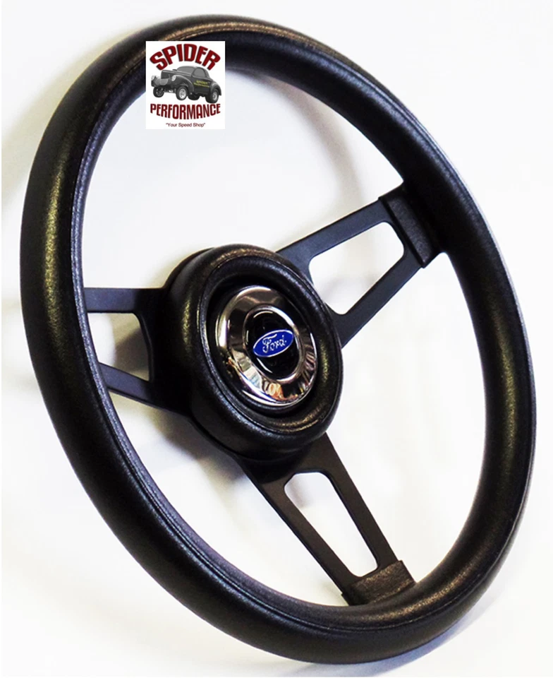 Volante Bronco Ford serie F 1978-1991 azul ovalado 13 3/4" radios negros Foto 2 de 4
