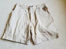 NWT Mens Shorts-WOOLRICH-beige 100 cotton khaki w/utility pocket flat front-38