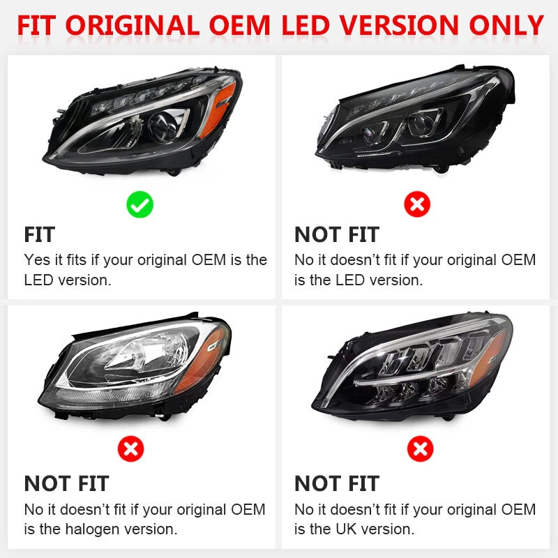 For Mercedes Benz C-Class C250 C300 W205 2015-2018 LED Headlight Lamp Driver LH - Image 3 of 4