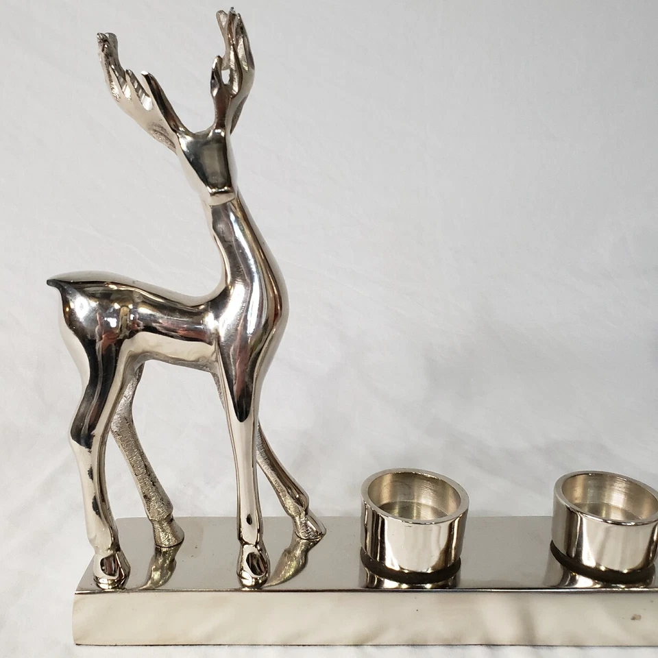 Manto portavelas de reno y candelabros de vacaciones de invierno ~ 16" de ancho 10 1/2" de alto Foto 3 de 4