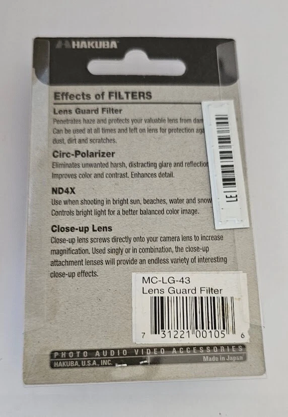 Hakuba 43mm Lens Glass Protection Filter Guard Safety Protector 43 mm E43 Japan - Image 4 of 4