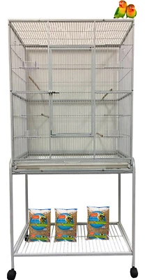 MCAGE X-LARGE 64" Bird Parrot Flight Breeder Cage Breeding Doors With Rolling Stand