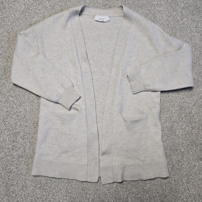 Wilfred Womens Merino Wool Open Cardigan 3/4 Sleeve Sweater Cream Sz XS Warm