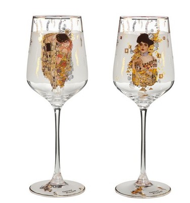 2er Set Gustav Klimt Weingläser Der Kuss + Adele Bloch-Bauer 450ml Goebel